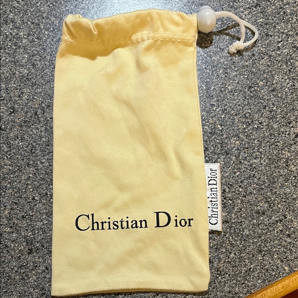 Dior Cream Drawstring Eyeglasses Pouch